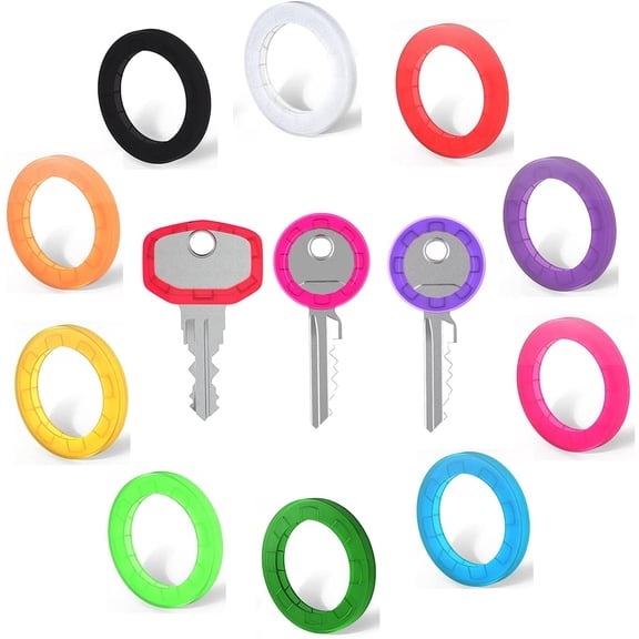 30PCS Key Caps Covers Tags, House Key Covers Color Key Coded Key ID Rings, Key Cap Key Color Identifier Rings in 10 Assorted Colors Perfect Coding System to Tag Your Keys