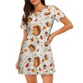 thumbnail image 4 of Salouo Squirrel Print Short Sleeve Sleepshirt for Womens Comfy Nightgown Scoopneck Cute Nightdress Ruffle -X-Large, 4 of 7