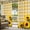 Yellow, variant on Outdoor Curtains for Patio Waterproof, Spring Sunflowers Outdoor Privacy Panels Grommet, Yellow White Plaid Farmhouse Rustic Blackout Outside Curtains for Porch/Cabana/Pergola/Gazebo 54"x84", 1 Panel