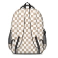 thumbnail image 3 of Brown and White Checkered Pattern Backpack for School, Cute School Bag with Adjustable Shoulder Straps and Padded Back, 16.9"x12.6"x5.9", 3 of 5
