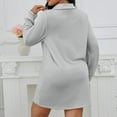 thumbnail image 3 of Hueook Fall Dresses for Women Solid Color Long Sleeved Plus Size Dress Gray 2X, 3 of 7