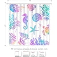 thumbnail image 2 of Nautical Coastal Shower Curtain, Beach Shower Curtain Sea Horse Coral Turtle Starfish Seashell Conch Ocean Themed Shower Curtain Sets Polyester Fabric Machine Washable Decor Summer Bath Curtain, 2 of 6