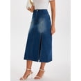 thumbnail image 2 of DARING DIVA Women's Midi Denim Skirt Side Split Rhinestone Jean Skirts X-Large Dark Blue, 2 of 7