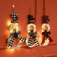 thumbnail image 5 of BrowQuartz Xmas Wreath Decor with LED Light Handmade Rattan Bow Snowman Garland Hanging Pendant Home Front Door Fireplace Wall Tree Red and black grid, 5 of 6