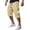 07#Khaki, variant on Men's Casual Drawstring Capri Cargo Pants, 3/4 Length Long Drawstring Stretch Elastic Waist Shorts Below Knee