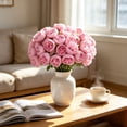 thumbnail image 2 of Virelaxpo 27 Heads Artificial Peony Bouquet Faux Silk Realistic Peony Arrangement in Raffia Wrap for Living Room Table Centerpiece Wedding Home Decor, 2 of 6