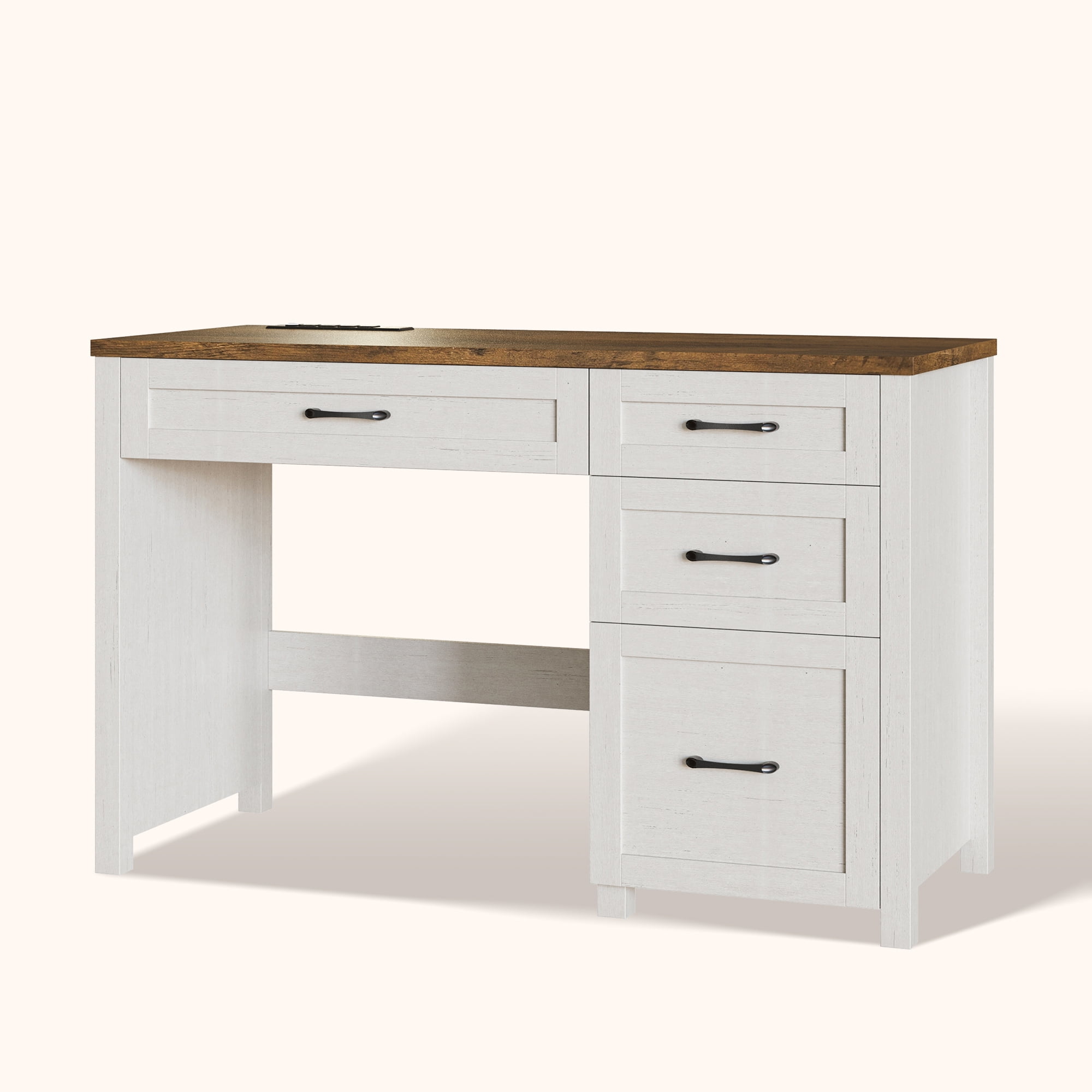 Conate 47" Executive Desk with File Cabinet and Drawers, Home Office Desk with Charging Station and Large Drawer, Workstation Table for Study