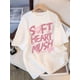 thumbnail image 1 of Casual Short Sleeve T-Shirt - Soft Heart Mush Attack Graphic Print, Loose Fit Round Neck Tee, White with Lettering, Spring Summer Machine Washable Top, Relaxed Fit Shirt, Durable Fabric Shirt, 1 of 6