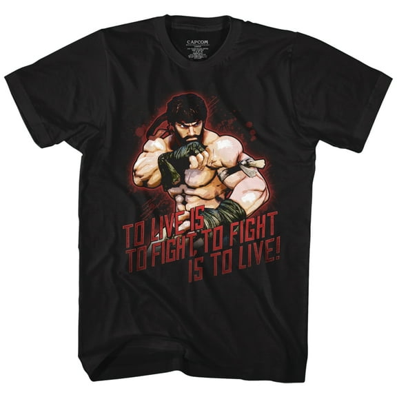 Street Fighter Hot Ryu Black Adult T-Shirt