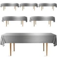 thumbnail image 6 of DecorRack 6 Pack Plastic Tablecloths, 54 x 108 inch Rectangular Disposable Table Covers for Parties, Events, Indoor Outdoor Use, Silver (6 Count), 6 of 7