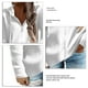 thumbnail image 5 of Rib Knit Manga Larga Sudaderas Con Capucha Mujeres Sueltas Casual Color Puro Zip Up Cordón Cardigan Suéter Outwear Abrigo Blanco XL, 5 of 6