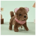 thumbnail image 2 of Electric plush toy puppy can walk, bark, nod and wag its tail 1-3 pet playhouse children's toys (vertical eared teddy bear [brown]), 2 of 5