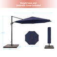 thumbnail image 2 of FLAME&SHADE 11ft Outdoor Cantilever Market Umbrella w/a Base,Hanging Patio Umbrella with Crank Lift Function for Commercial Street Yard and Beach,Navy Blue, 2 of 6