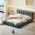 thumbnail image 1 of MODERNLUXE Queen Size Upholstered Platform Bed Frame with Thick Headboard, Linen Fabric Grounded Bed with Solid Wood Frame for Bedroom,No Box Spring Needed,Gray, 1 of 8