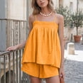 thumbnail image 6 of vigerkar Women Gingham Set Sleeveless Tank Top Plaid Shorts Pajama Set Sleepwear Y2k Summer Outfits (Yellow, S), 6 of 7