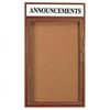 Aarco Products WBC3624RH 1-Door Enclosed Bulletin Board with Header - Walnut