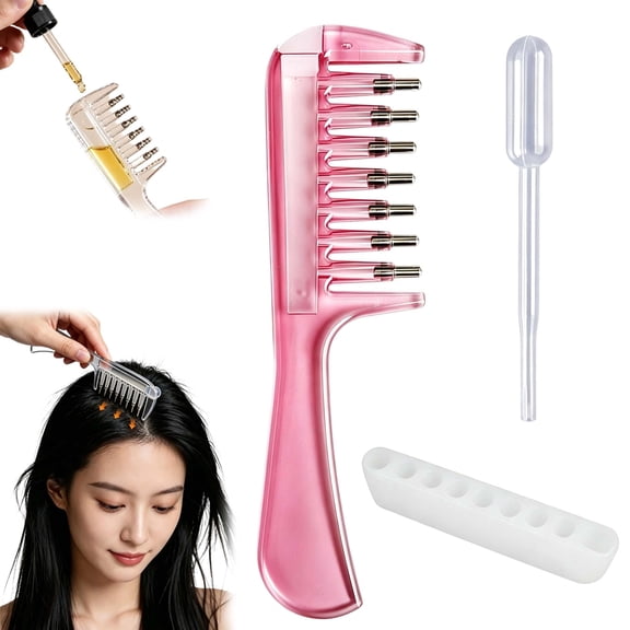 Refillable Scalp Oil Applicator Comb, Leak Proof Hair Oil Dispenser with Massage Brush, Even Serum Distribution Tool for Men Women Hair Care