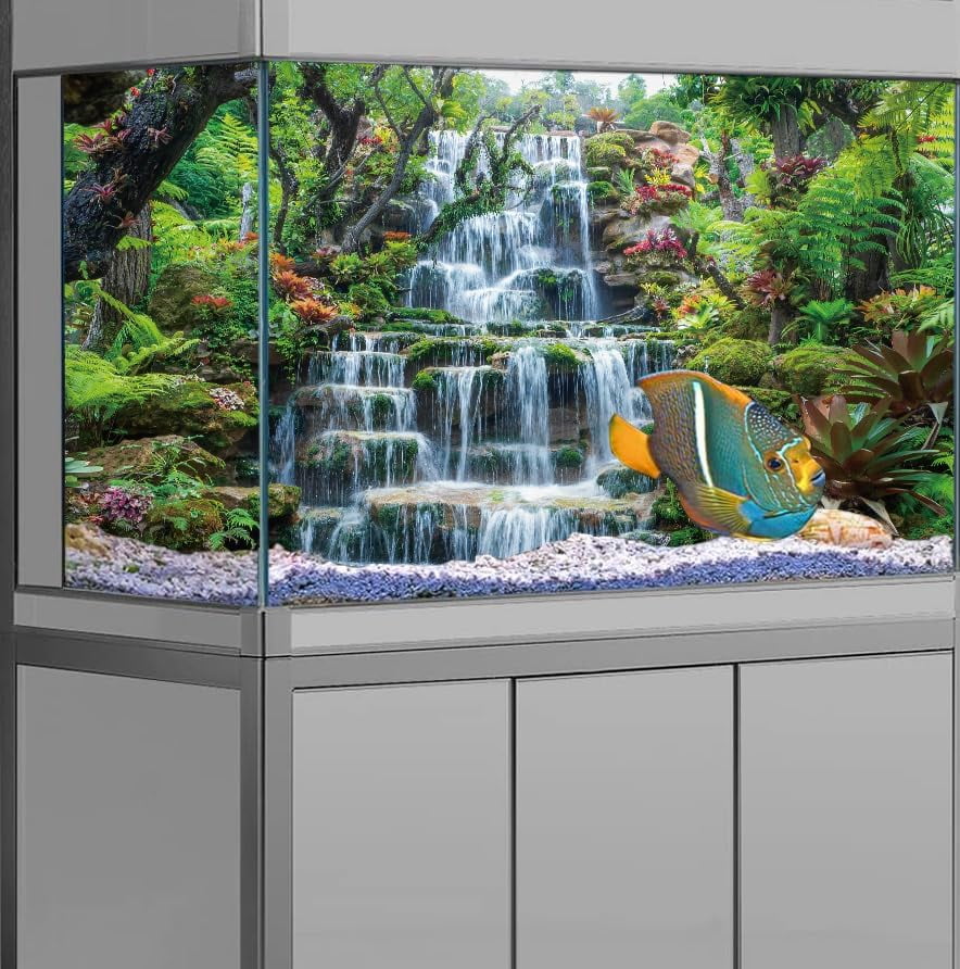 Terrarium/Aquarium-Hintergrund „Nebelwald“ – 75 X 45 Cm, Vinyl Mit Stein- & Baum-Motiv, Für Reptilien & Fische