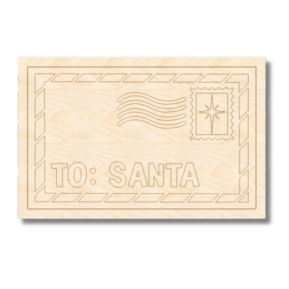 Unfinished Wood Etched Letter to Santa Shape | Paint By Line Crafts 7" / 1/4"