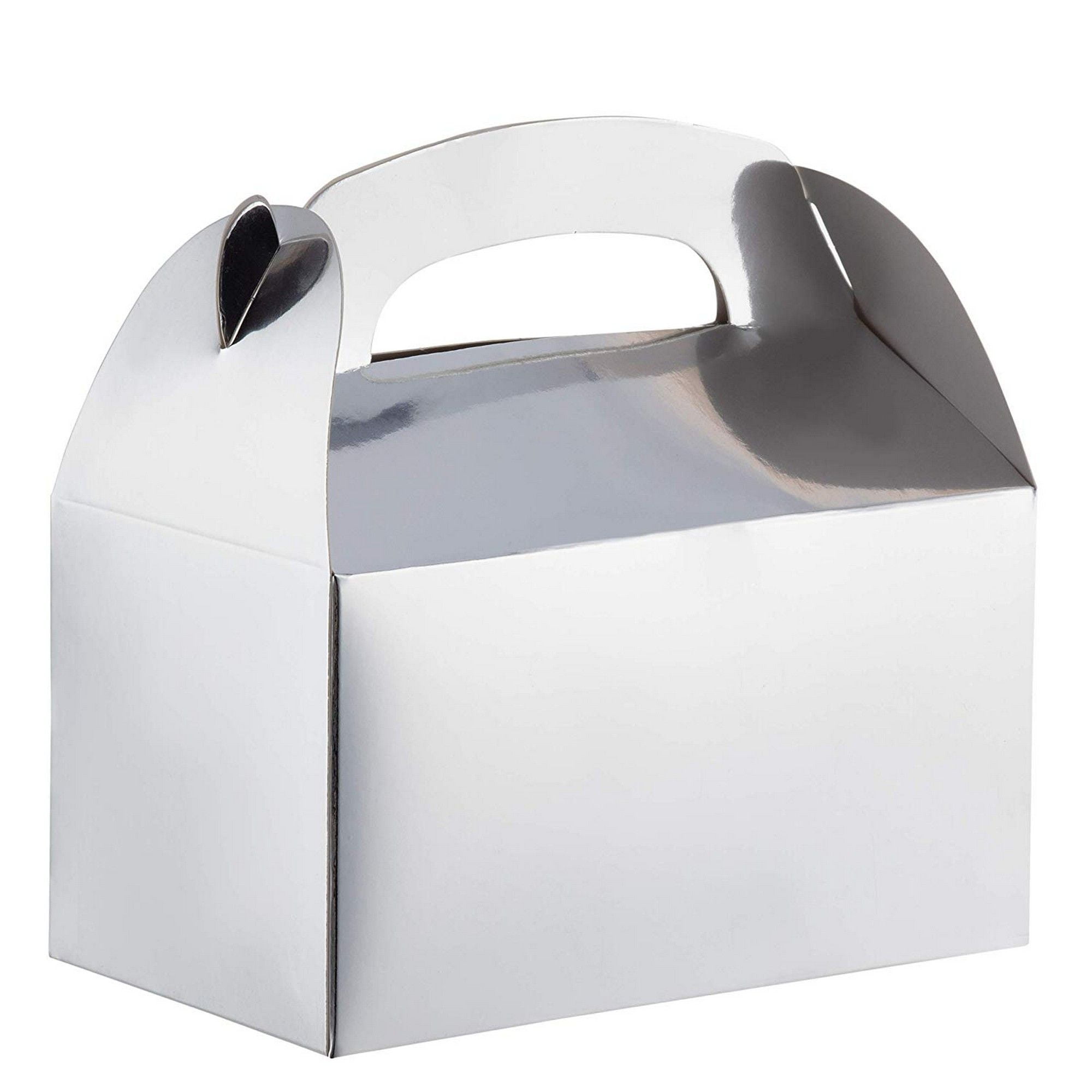 Party Treat Boxes - 24-Pack Silver Metallic Foil Gable Gift Boxes for ...