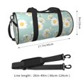 thumbnail image 4 of Xecao Floral Daisy print Round Travel Duffel Bag is a foldable gym bag with an inner pocket, perfect for travel sports, 4 of 8