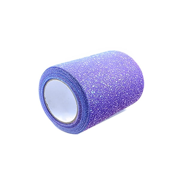 Billuyoard Rollo de tul con purpurina, tela suave, tul calado con lentejuelas brillantes, rollos de arcoíris, decoraciones para vestidos transpirables, Artesanía Azul púrpura Billuyoard HA082873-04