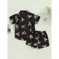 thumbnail image 4 of Wassery Baby Boys Summer Outfits Bear Print Short Sleeve Shirt Lapel Neck Tops and Elastic Shorts 2Pcs Toddler Casual Clothes Set 6M-4T, 4 of 9