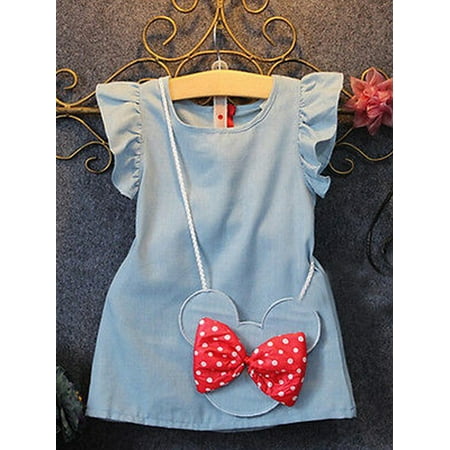 

Gwiyeopda Toddler Kids Baby Girl Dress Minnie Mouse Bag Demin Gown Party Dress Sleeveless Clothes