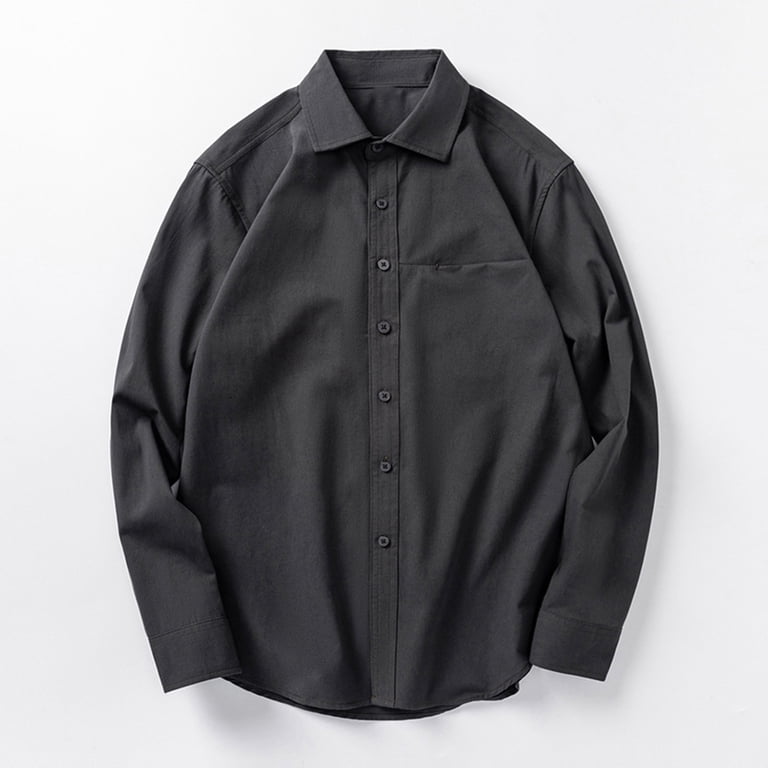 eilrgd Mens Long Sleeve Tshirt Men's Oversized Dress Shirts Button Down Long Sleeve Casual Baggy Shirt, Size: Large, Gray