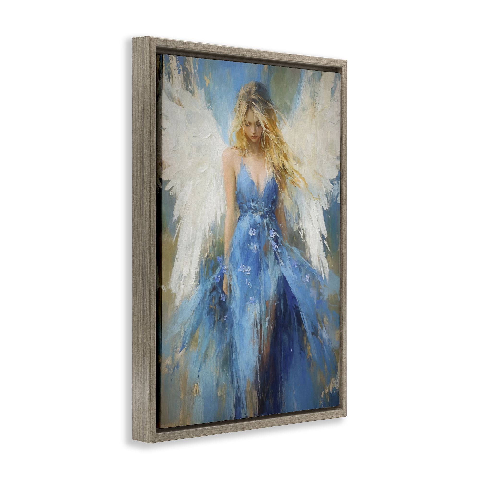 Stupell Industries Blue Flame of Hope Brown Framed Floater Canvas Wall Art, design by Tina LeCour