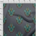 thumbnail image 2 of oneOone Silk Tabby Gray Fabric Leaves & Paisley Block Sewing Fabric By The Yard Printed Diy Clothing Sewing Supplies 42 Inches, 2 of 4