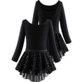 thumbnail image 3 of WIBACKER 3-12Y Girls Ballet Leotards Toddler Long Sleeve Crisscross Back Dance Dress Outfit with Removable Shiny Skirt Combo, 3 of 12