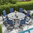 thumbnail image 6 of Vicllax Patio Swivel Chairs Set of 4, Outdoor Dining Chairs with Weather-Resistant Textilene Fabric & Metal Frame，Blue, 6 of 8