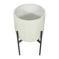 thumbnail image 7 of Bloomingville Round Metal Planter with Chevron Pattern on Stand, Matte White, 7 of 7