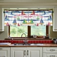 thumbnail image 3 of Yayeee Kitchen Curtains Tier Set of 2 Light Filtering 57"x24" Over Sink Window Panels, Hand Drawn Sailboats, 3 of 7
