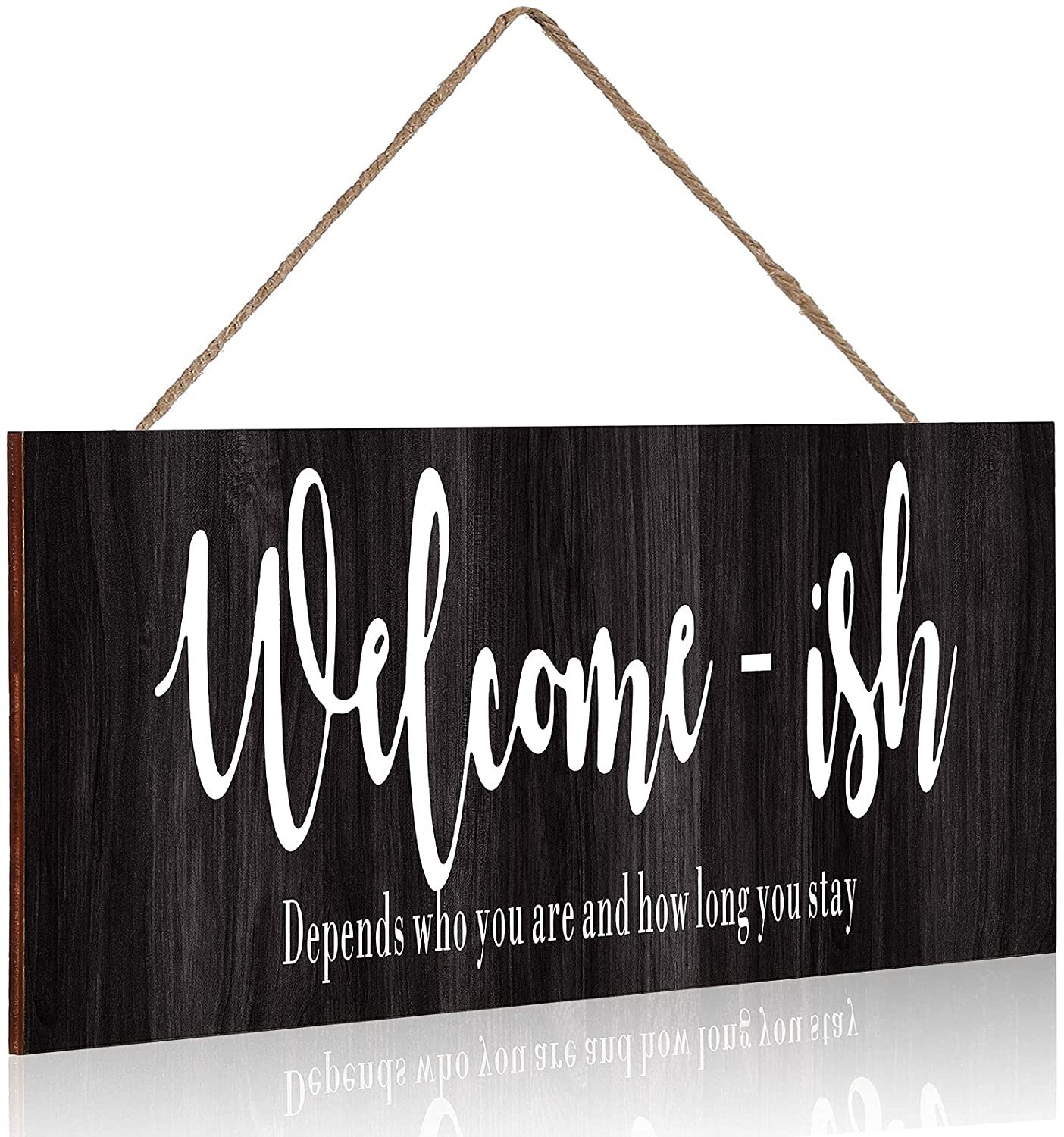 HTOOQ Elegant Cute Signs Welcome Sign for Front Door Funny WelcomeHTOOQ ish  Hanging Wooden Plaque Decoration Rustic Wood Farmhouse Home Decor Porch or  Entryway Accent, 15.7 x 5.5 Inch (Black) Black