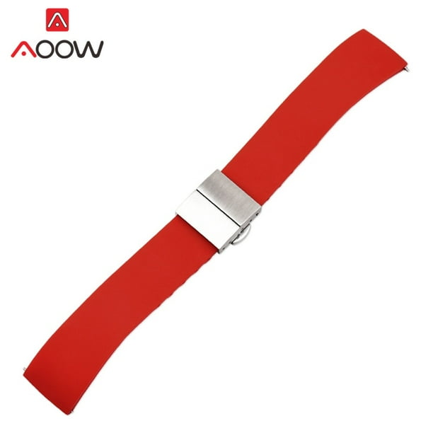 14 Mm 16 18 20 22 24 Silicona Suave Liberación Rápida Correa De Reloj De Alta Calidad Hebilla De Mariposa Pulsera Accesorios