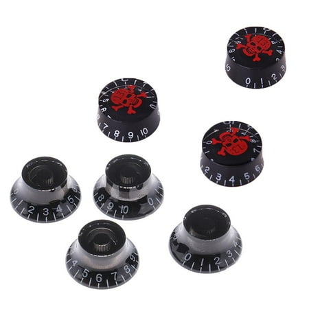 7pcs/pack Electric Guitar Volume Cap Knob w/ White Letter for Guitar