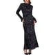 thumbnail image 1 of Vestido Maxi de Lentejuelas para Mujeres INSPIRE CHIC, Cuello Redondo de Terciopelo, Manga Larga, Vestido de Cóctel de Cuerpo Ajustado XL Negro, 1 of 6