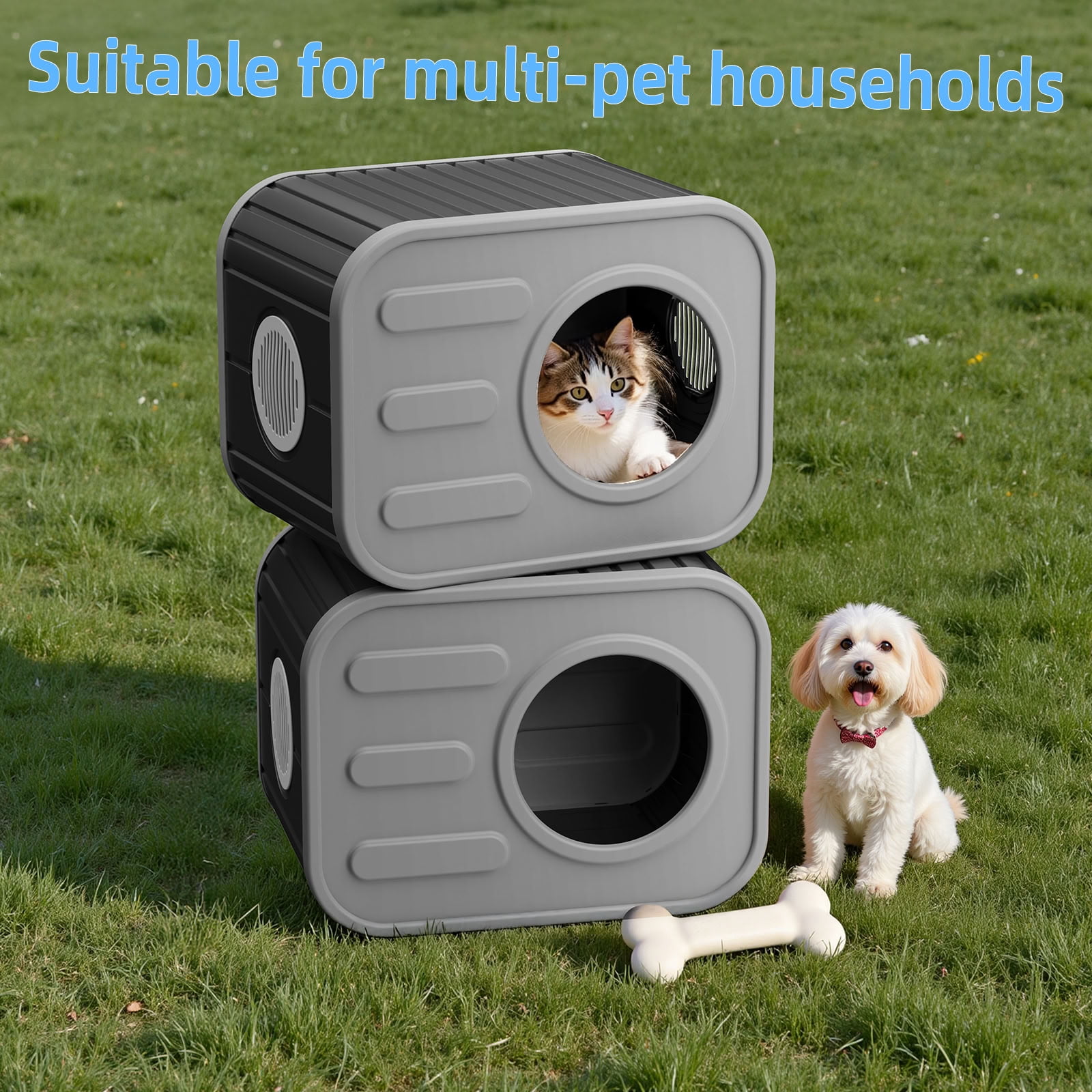 MAYEERTY Compact Cat House, Shatter-Resistant Cat Bed with Spacious Interior, No Tools Assembly