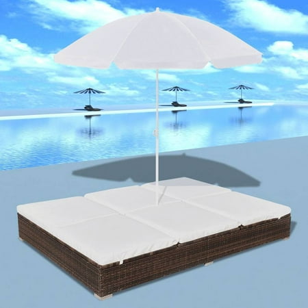 Outdoor Rattan Hanging Lounger Furniture Adjustable Rattan Chaise Lounge Bed Poolside Couch Patio Beach Furniture Outdoor Sun Lounger ()