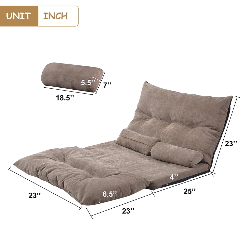 Lowestbest Sofa Bed, Adjustable Folding Futon Sofa, Video Gaming Sofa Lounge Sofa with 2 Pillows, Gray
