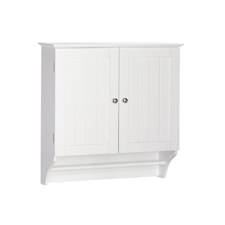 RiverRidge Home Ashland Collection 2 Door Wall Mounted Storage Cabinet with Towel Bar, White