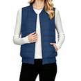 thumbnail image 6 of DailyTrove Women Ribbed Baseball‑Collar Horizontal‑Quilted Sleeveless Vest, Casual Layering Gilet, 6 of 9