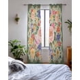 thumbnail image 3 of Green Boho Flower Sheer Curtains 63 Inch Length 2 Panels Set for Living Room/Bedroom, Spring Watercolor Country Floral Plant Kitchen Curtains Grommet Semi-Sheer Curtains Window Treatments 42"x63"x2, 3 of 7