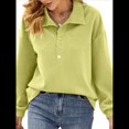 thumbnail image 2 of Sudadera Tipo Túnica de Larga Holgada para Mujer, Cuello Abotonado, Color Liso, para Invierno Verde M, 2 of 8