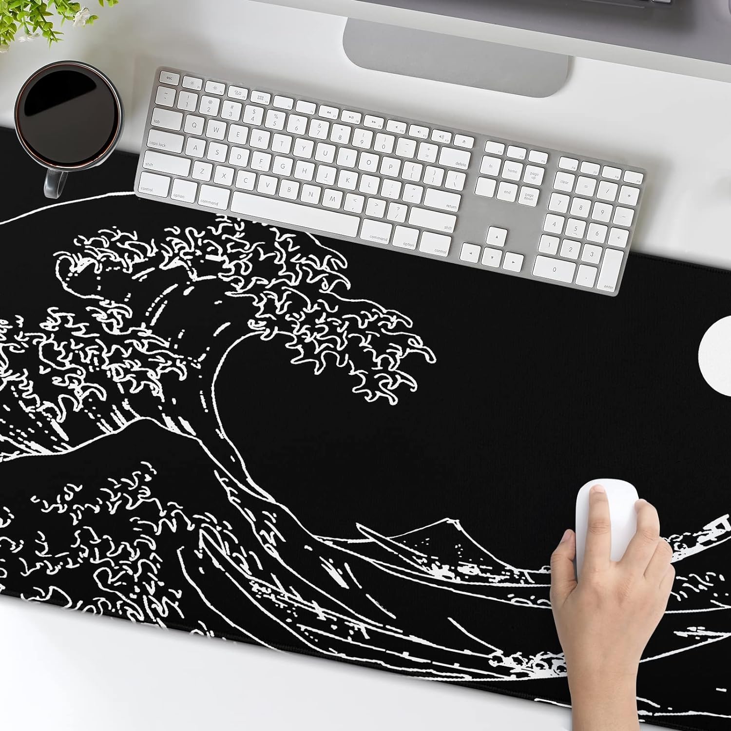 Vanzard Black Mouse Pad Gaming Keyboard Pad 31.5 X 11.8 In Computer Mouse Pad Anime Gaming Mousepad, Expanded Architecture Cool Desk Pad, Japanese Red Moon Large MousePads Suitable For Home Office - View #2