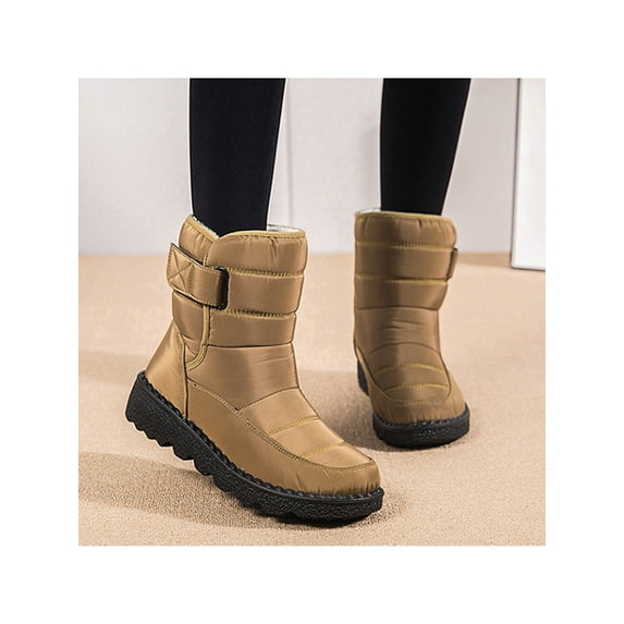 SIMANLAN Womens Snow Boots Waterproof Outdoor Mid Calf Warm Winter Faux Fur Lined Shoes