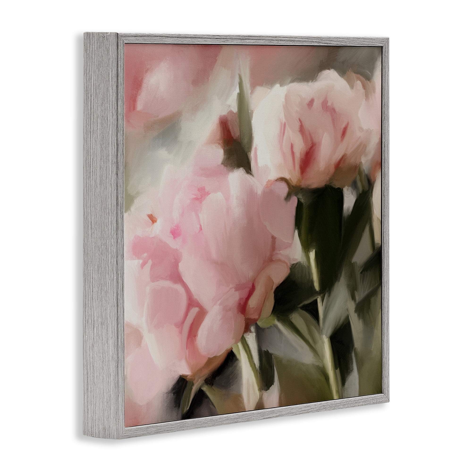 Stupell Industries Soft Floral Arrangement Botanical & Floral Painting Gray Framed Art Print Wall Art, 17 x 17