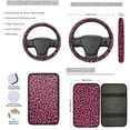 thumbnail image 3 of Yuyamidu Pink Leopard Print Car Seat Cover Full Set of 13 Fashion Steering Wheel Cover Seatbelt Pad Cup Holders Keychain Headrest Covers for SUV Van Truck, 3 of 6